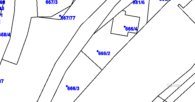 Parcela st. 666/2 v KÚ Rybáře, Katastrální mapa