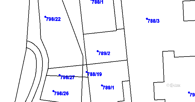 Parcela st. 789/2 v KÚ Rybáře, Katastrální mapa