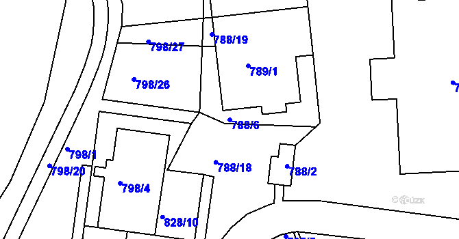 Parcela st. 788/6 v KÚ Rybáře, Katastrální mapa