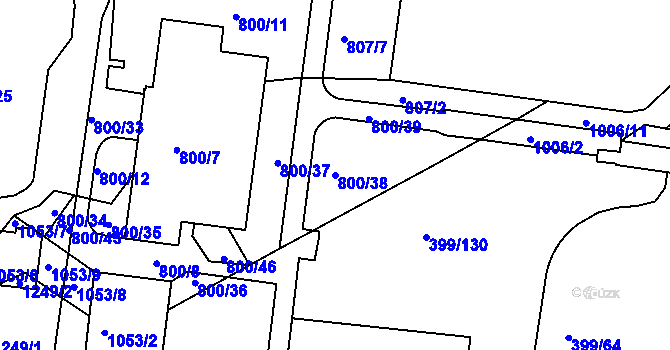 Parcela st. 800/38 v KÚ Rybáře, Katastrální mapa
