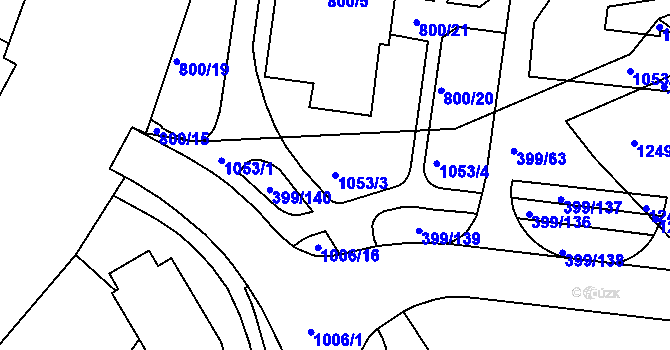 Parcela st. 1053/3 v KÚ Rybáře, Katastrální mapa