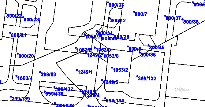 Parcela st. 1053/8 v KÚ Rybáře, Katastrální mapa