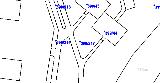 Parcela st. 399/217 v KÚ Rybáře, Katastrální mapa