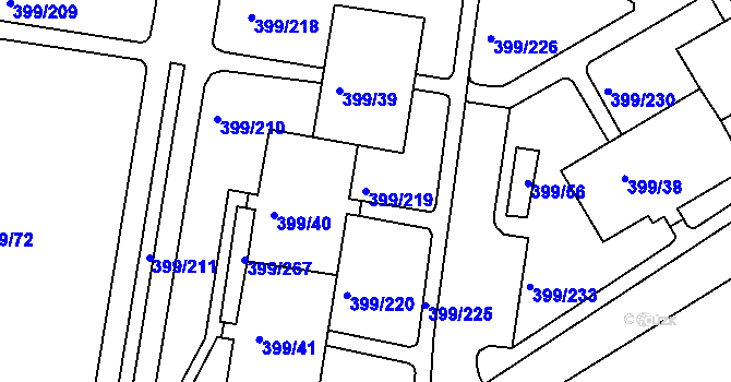 Parcela st. 399/219 v KÚ Rybáře, Katastrální mapa