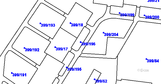 Parcela st. 399/196 v KÚ Rybáře, Katastrální mapa