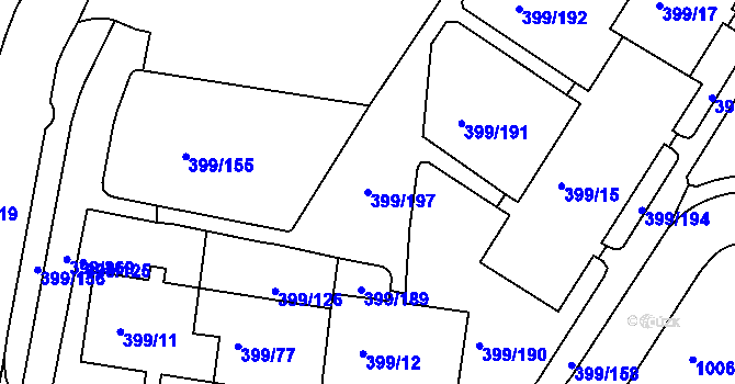 Parcela st. 399/197 v KÚ Rybáře, Katastrální mapa