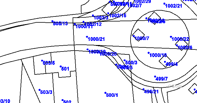 Parcela st. 1000/20 v KÚ Rybáře, Katastrální mapa