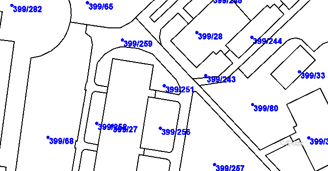 Parcela st. 399/251 v KÚ Rybáře, Katastrální mapa