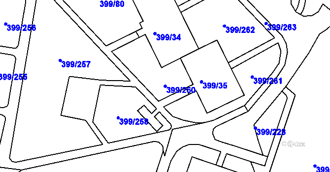 Parcela st. 399/260 v KÚ Rybáře, Katastrální mapa