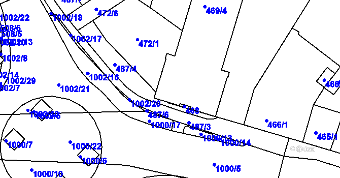 Parcela st. 469/5 v KÚ Rybáře, Katastrální mapa