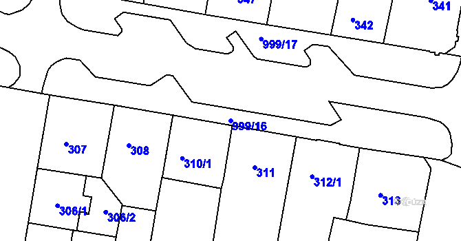 Parcela st. 999/16 v KÚ Rybáře, Katastrální mapa