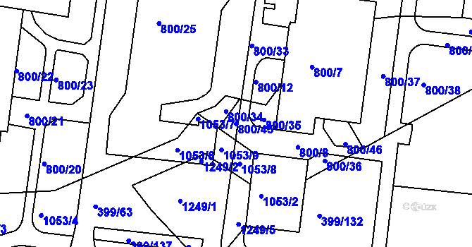 Parcela st. 800/45 v KÚ Rybáře, Katastrální mapa