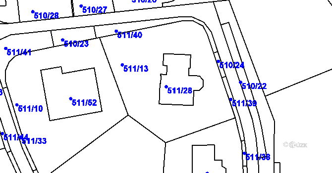 Parcela st. 511/28 v KÚ Rybáře, Katastrální mapa