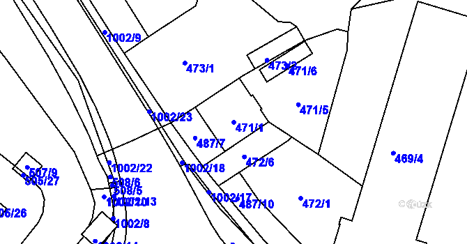 Parcela st. 471/1 v KÚ Rybáře, Katastrální mapa