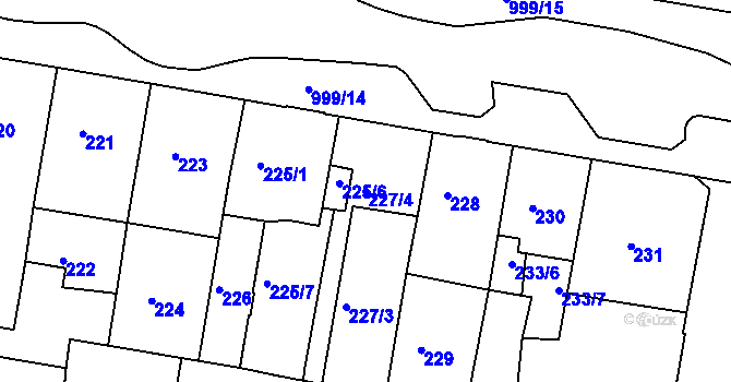 Parcela st. 227/4 v KÚ Rybáře, Katastrální mapa