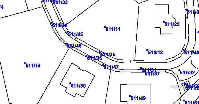Parcela st. 511/35 v KÚ Rybáře, Katastrální mapa