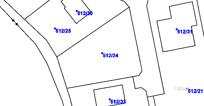 Parcela st. 512/24 v KÚ Rybáře, Katastrální mapa