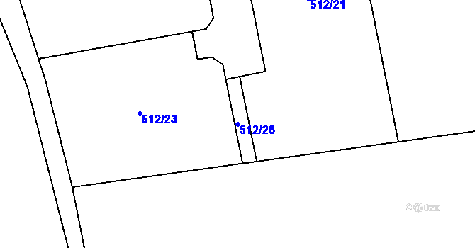 Parcela st. 512/26 v KÚ Rybáře, Katastrální mapa