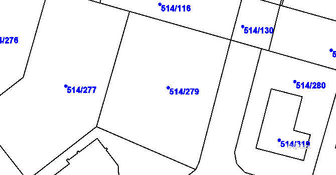 Parcela st. 514/279 v KÚ Rybáře, Katastrální mapa