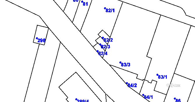 Parcela st. 82/4 v KÚ Rybáře, Katastrální mapa