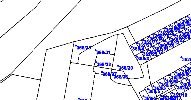 Parcela st. 368/31 v KÚ Rybáře, Katastrální mapa