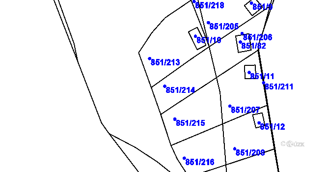 Parcela st. 851/214 v KÚ Rybáře, Katastrální mapa