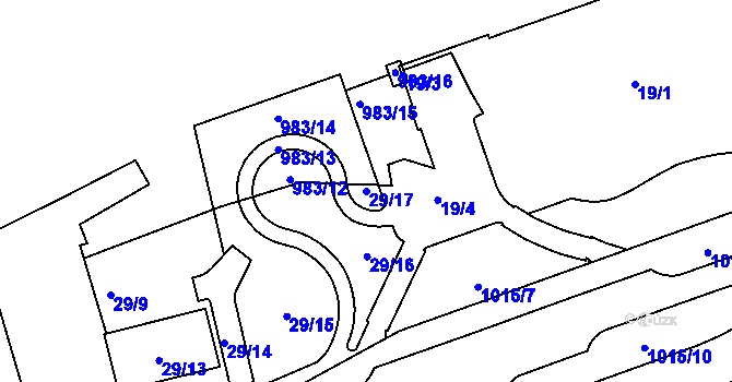 Parcela st. 29/17 v KÚ Rybáře, Katastrální mapa