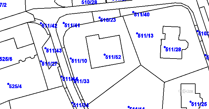 Parcela st. 511/52 v KÚ Rybáře, Katastrální mapa
