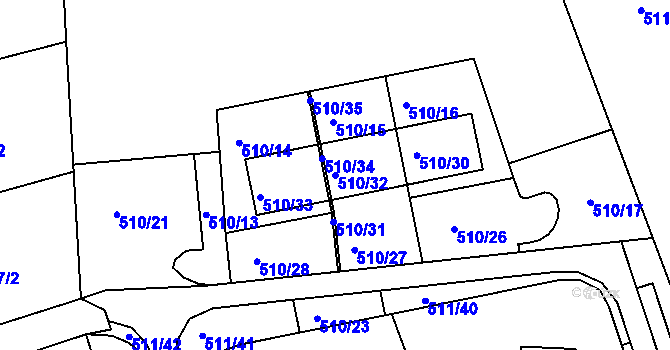 Parcela st. 510/32 v KÚ Rybáře, Katastrální mapa