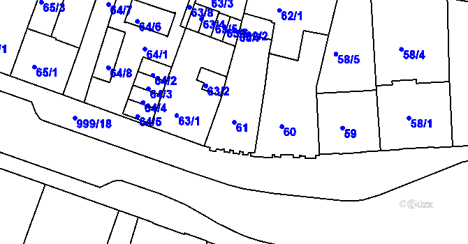 Parcela st. 61 v KÚ Rybáře, Katastrální mapa