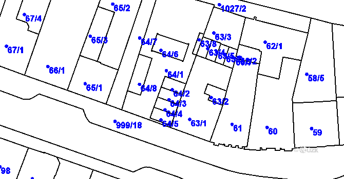 Parcela st. 64/2 v KÚ Rybáře, Katastrální mapa