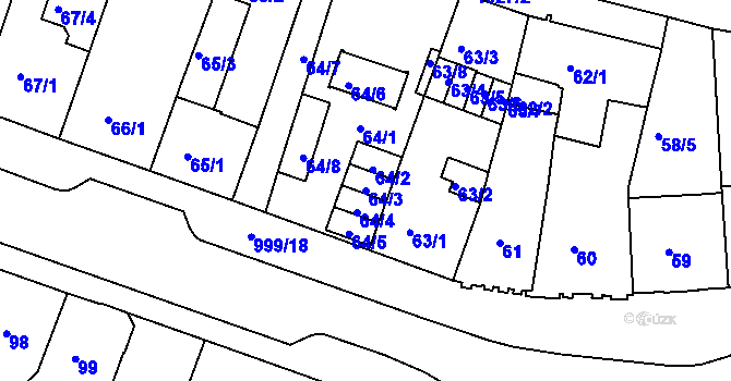 Parcela st. 64/3 v KÚ Rybáře, Katastrální mapa