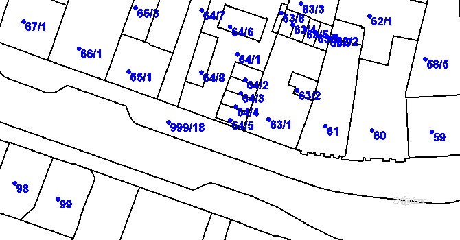 Parcela st. 64/5 v KÚ Rybáře, Katastrální mapa