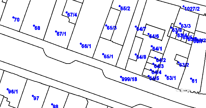 Parcela st. 65/1 v KÚ Rybáře, Katastrální mapa
