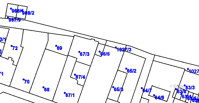 Parcela st. 66/5 v KÚ Rybáře, Katastrální mapa