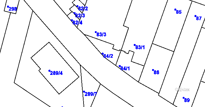 Parcela st. 84/2 v KÚ Rybáře, Katastrální mapa