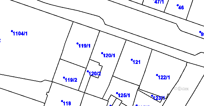 Parcela st. 120/1 v KÚ Rybáře, Katastrální mapa