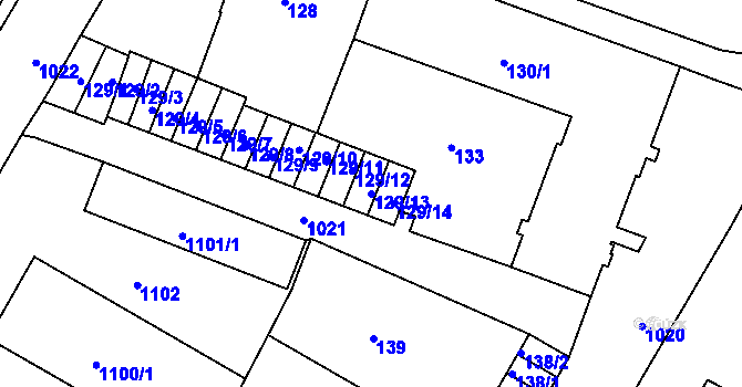 Parcela st. 129/13 v KÚ Rybáře, Katastrální mapa