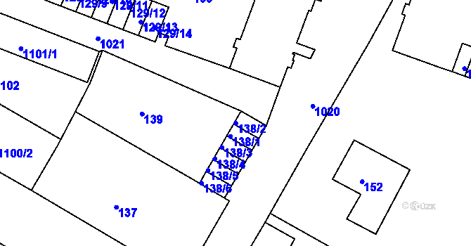 Parcela st. 138/2 v KÚ Rybáře, Katastrální mapa