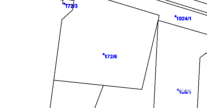 Parcela st. 172/6 v KÚ Rybáře, Katastrální mapa