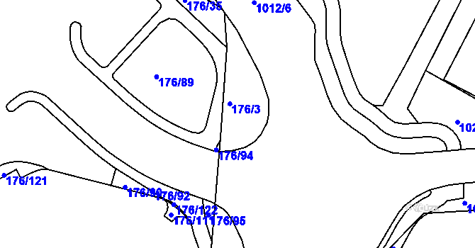 Parcela st. 176/3 v KÚ Rybáře, Katastrální mapa