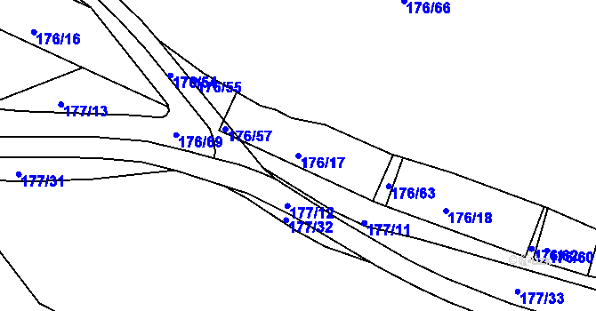 Parcela st. 176/17 v KÚ Rybáře, Katastrální mapa