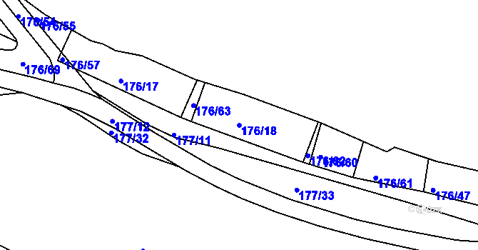 Parcela st. 176/18 v KÚ Rybáře, Katastrální mapa