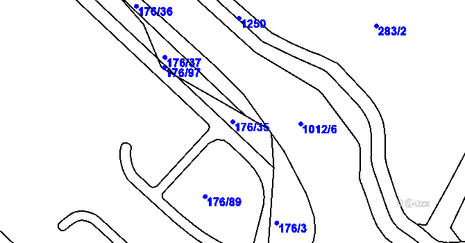 Parcela st. 176/35 v KÚ Rybáře, Katastrální mapa