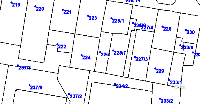 Parcela st. 226 v KÚ Rybáře, Katastrální mapa
