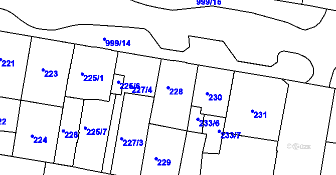Parcela st. 228 v KÚ Rybáře, Katastrální mapa