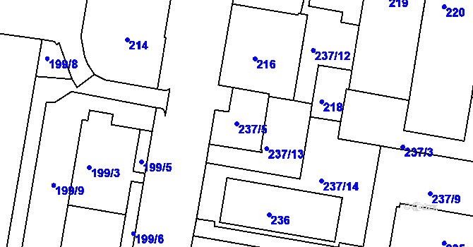 Parcela st. 237/5 v KÚ Rybáře, Katastrální mapa