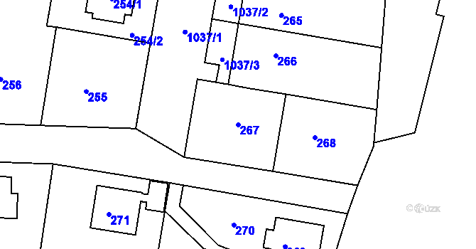 Parcela st. 267 v KÚ Rybáře, Katastrální mapa