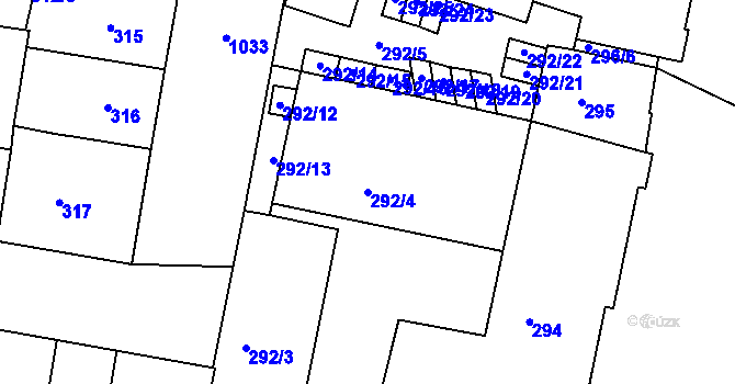 Parcela st. 292/4 v KÚ Rybáře, Katastrální mapa