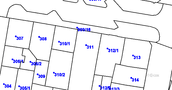 Parcela st. 311 v KÚ Rybáře, Katastrální mapa